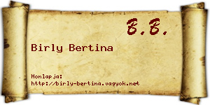 Birly Bertina névjegykártya